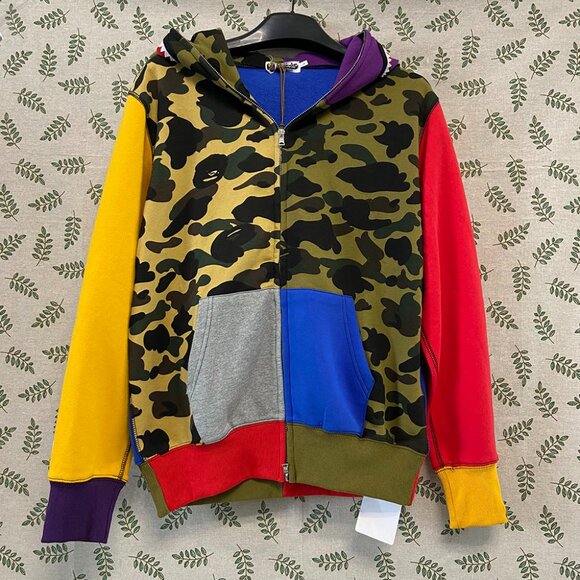 Bape 1st Camouflage Crazy Shark Full Zip Hooded Sweatshirt - Picture 1 of 6